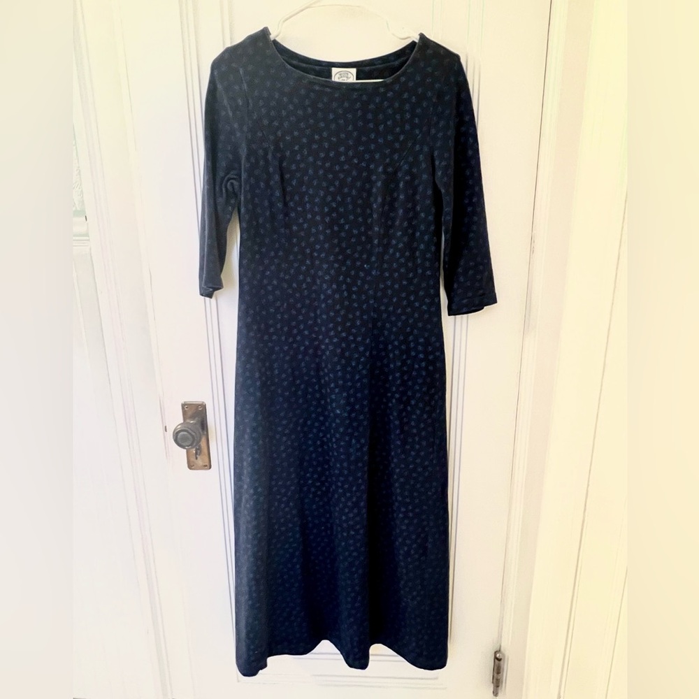 Laura Ashley Dark Blue Floral Patterned Knit Dress